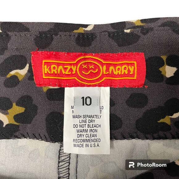 Women's KRAZY LARRY Pull-On Purple w/Leopard Print Ankle Pants- Size 10 - Picture 4 of 9